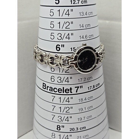 Bulova A3 Womens Diamond Quartz Watch Silver Bracelet Black Dial New Battery - Picture 7 of 10